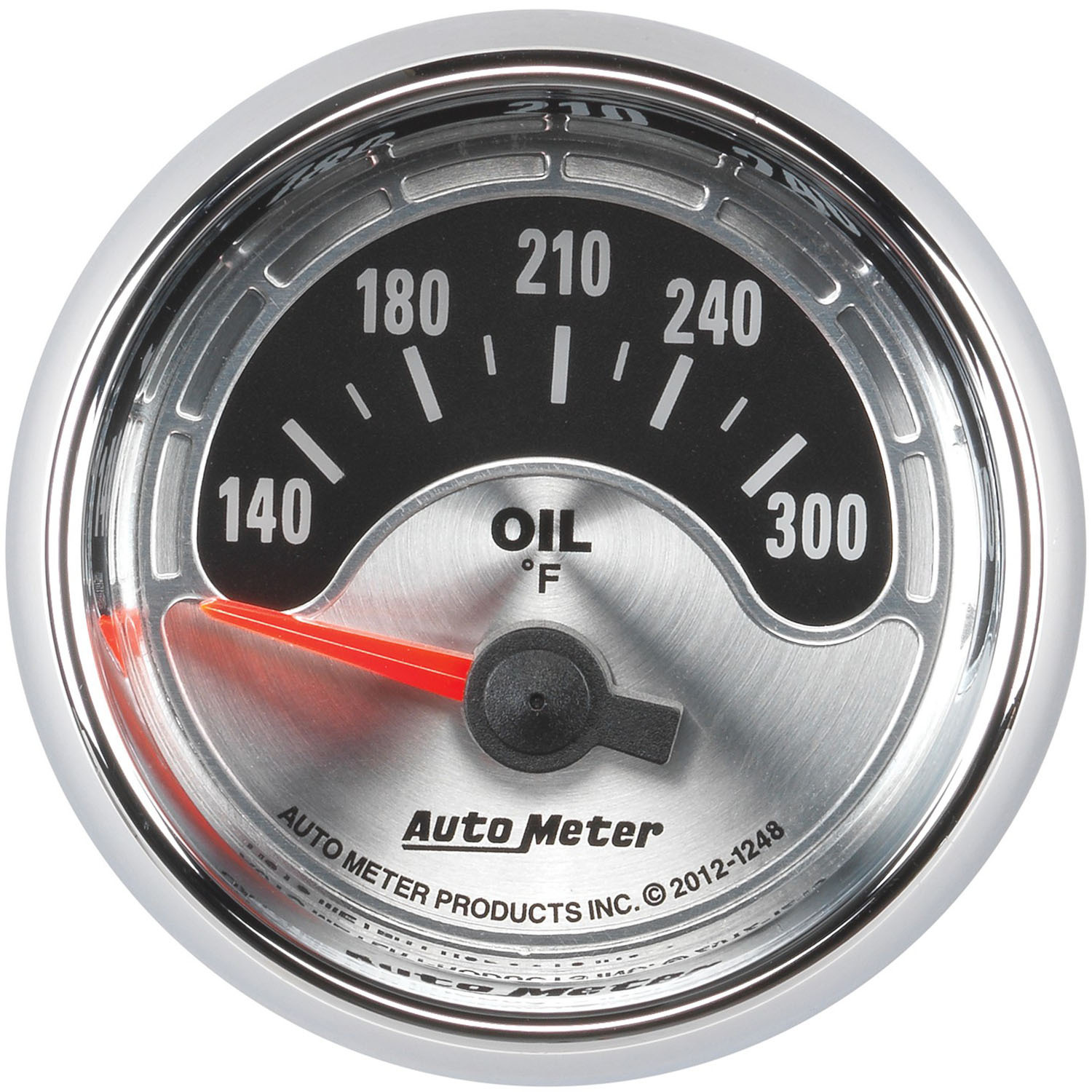 autometer gauge, american muscle, oil temperature, 2 1/16 in, 300 degrees f, electrical, analog, each