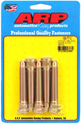 arp wheel studs, press-in, 12mm x 1.5 right hand thread, for honda , 1997 and later, set of 5