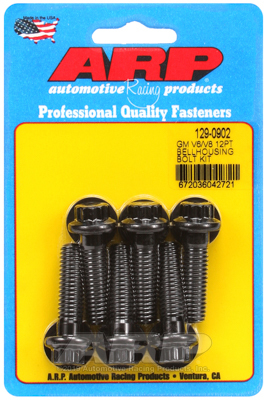 arp bellhousing bolts, 12-point, 3/8-16 in. thread, 8740 chromoly, black oxide, 1.375 in. uhl, for chevrolet, kit