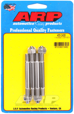arp carburetor studs, stainless steel, polished, 5/16-18/24 in. x 3.200 in. long, set of 4