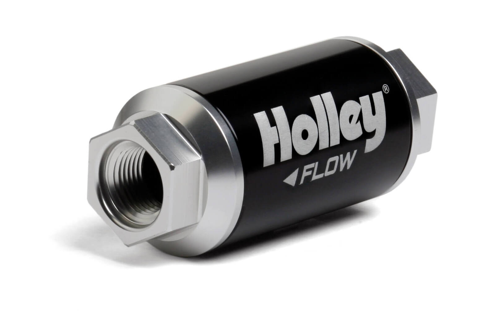 holley fuel filter inline billet aluminium paper 10 microns 100 gph 3/8 in npt female threads each