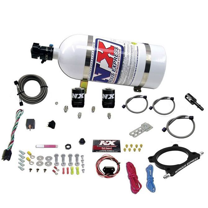 nitrous express nitrous plate system, 5.0l coyote and 7.3l godzilla, high output, 50-250 hp, 10lb bottle