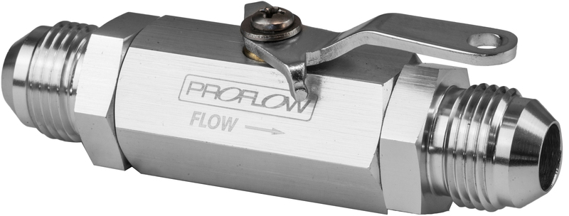proflow valve, shut-off, aluminium, silver, -10 an male threads, each