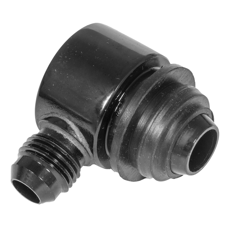 proflow brake booster check valve, aluminium, black anodised, -6 an, hose end