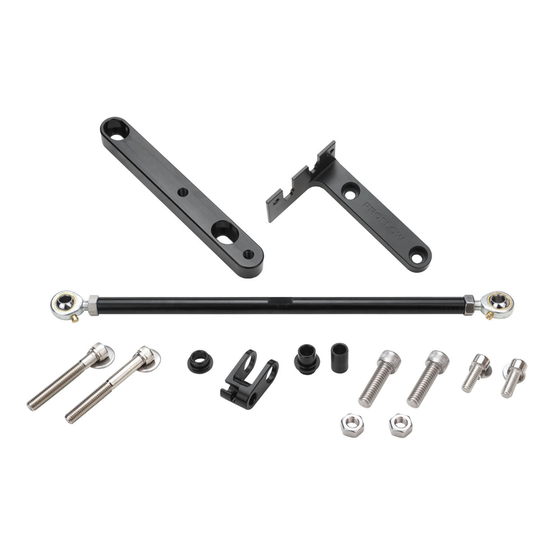 proflow throttle linkage kit, efi, dual quad, 4150 style, suit tunnel ram intake manifolds
