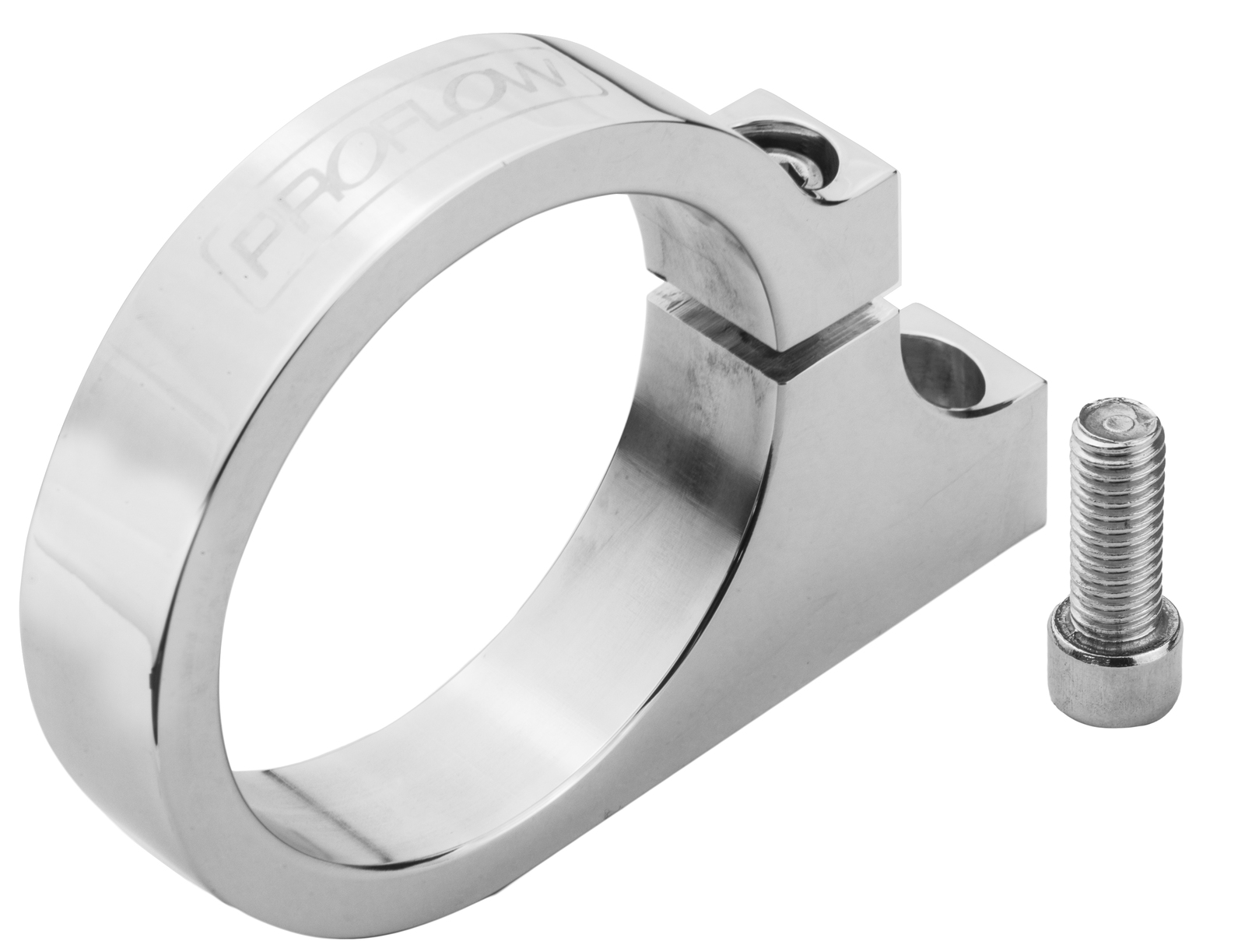 proflow overflow tank bracket, aluminium, fits 60mm. diameter tanks, polished