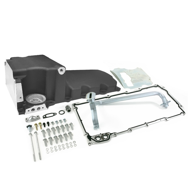 rts oil pan cast aluminium black, 427 stoker, early holden or chev with ls engine swap, up to 4.250 inch stroke, each