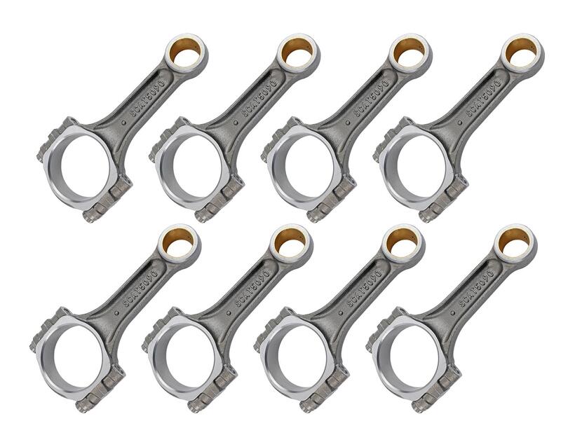 scat connecting rod, sb ford 289-302w, 5.090 in. rod length, pro stock forged 4340 steel, i-beam, 3/8 in. bolt size, set