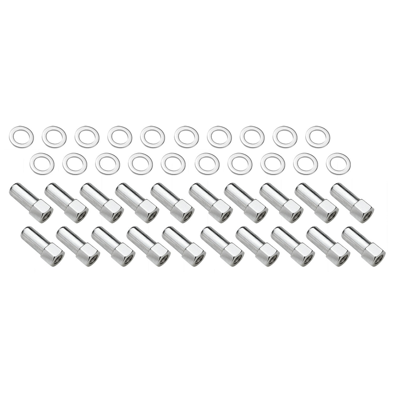 wheel lug nut kit, chrome, cragar, weld, sst open end mag, length, 1.91, 7/16, 1.380 inch shank set of 20