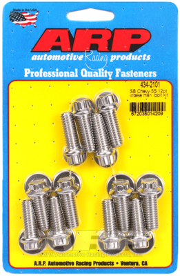 arp bolts, intake manifold, 12-point head, stainless steel, polished, for chevrolet 265-400, 180000psi, kit