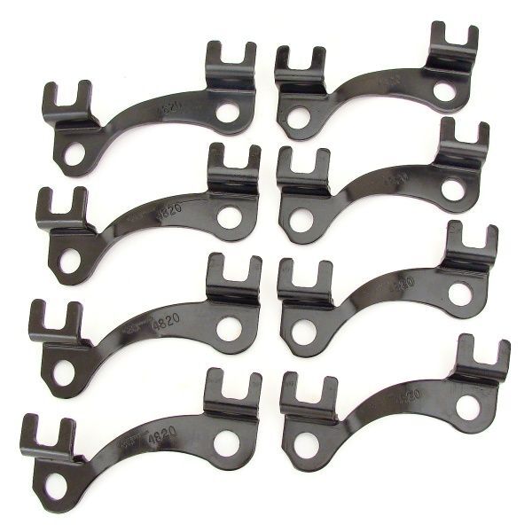 comp cams guideplate, black oxide, steel, raised, 1 piece, for chevrolet big block, 7/16 in. pushrod 7/16 in. stud, set of 8