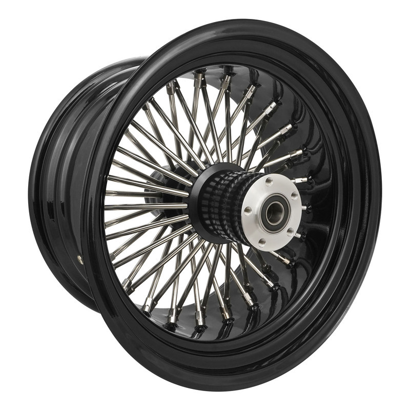 attitude inc wheel, rear, maxspoke, black/chrome spoke. for harley-davidson , 18 in. x 8.5 in, 1" axle, each