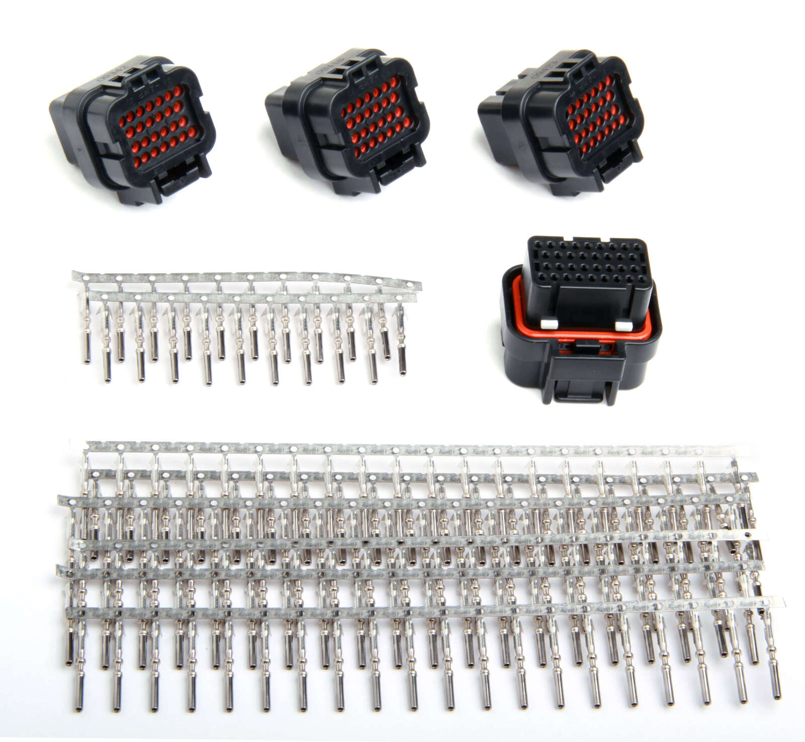 holley efi fuel injector connector, 4 connectors and pins, seal replacements, holley j2a, j2b, j3, j4, weatherproof, kit