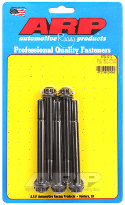 arp bolts, 12-point head, chromoly steel, black oxide, 10mm x 1.25 rh thread, 100mm uhl, set of 5