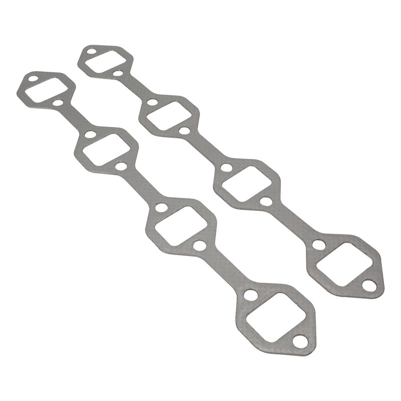 proflow header extractor gasket, for ford v8 289/302/351w, oem bolt spacing, stainless with graphite overlay, 1.539" x 1.164" port, pair