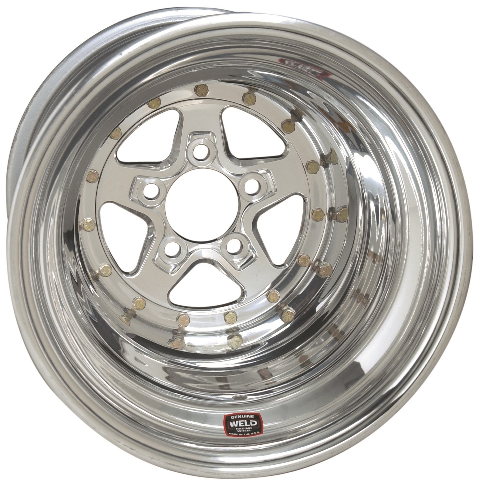 weld wheel, alumastar, 15x8 size, 5x4.75 bolt pattern, 3 backspace, polished center, polished shell, non-bl, each