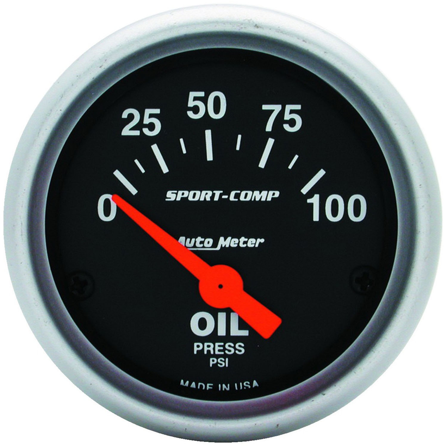autometer gauge, sport-comp, oil pressure, 2 1/16 in, 100psi, electrical, each