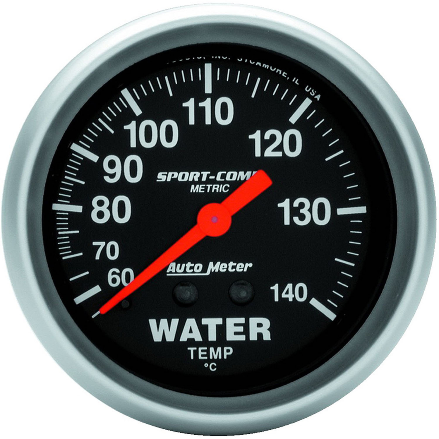 autometer gauge, sport-comp, water temperature, 2 5/8 in, 60-140 degrees c, mechanical, each