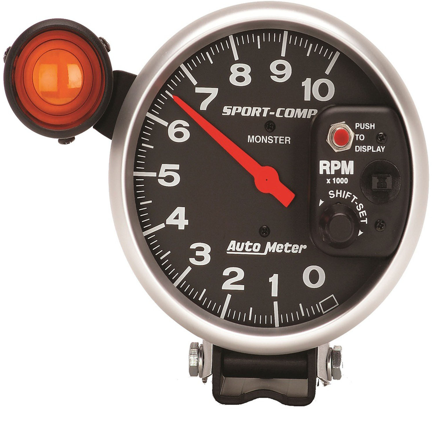 autometer gauge, sport-comp, tachometer, 5 in, 0-10k rpm, pedestal w/ ext. shift-lite, analog, each