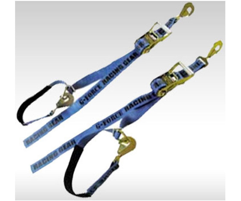 g-force tie down kit, combo, ratchet axle straps, adjustable tie back straps, 2 in. x 10 ft., pair