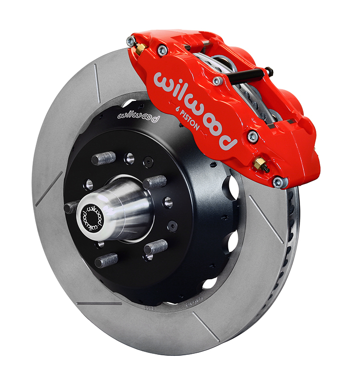 wilwood disc brakes, forged narrow superlite 6 piston big, front, smooth rotors, red calipers, ford, kit