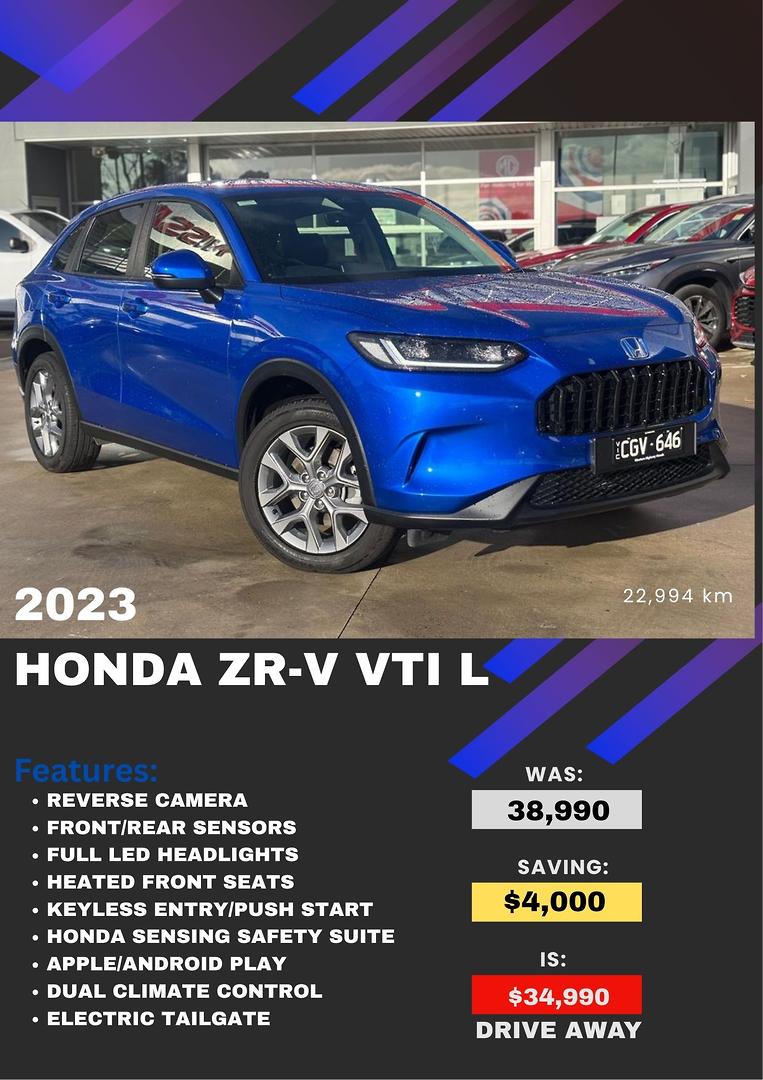 2023 honda zr-v my23 vti l continuous variable 4d wagon