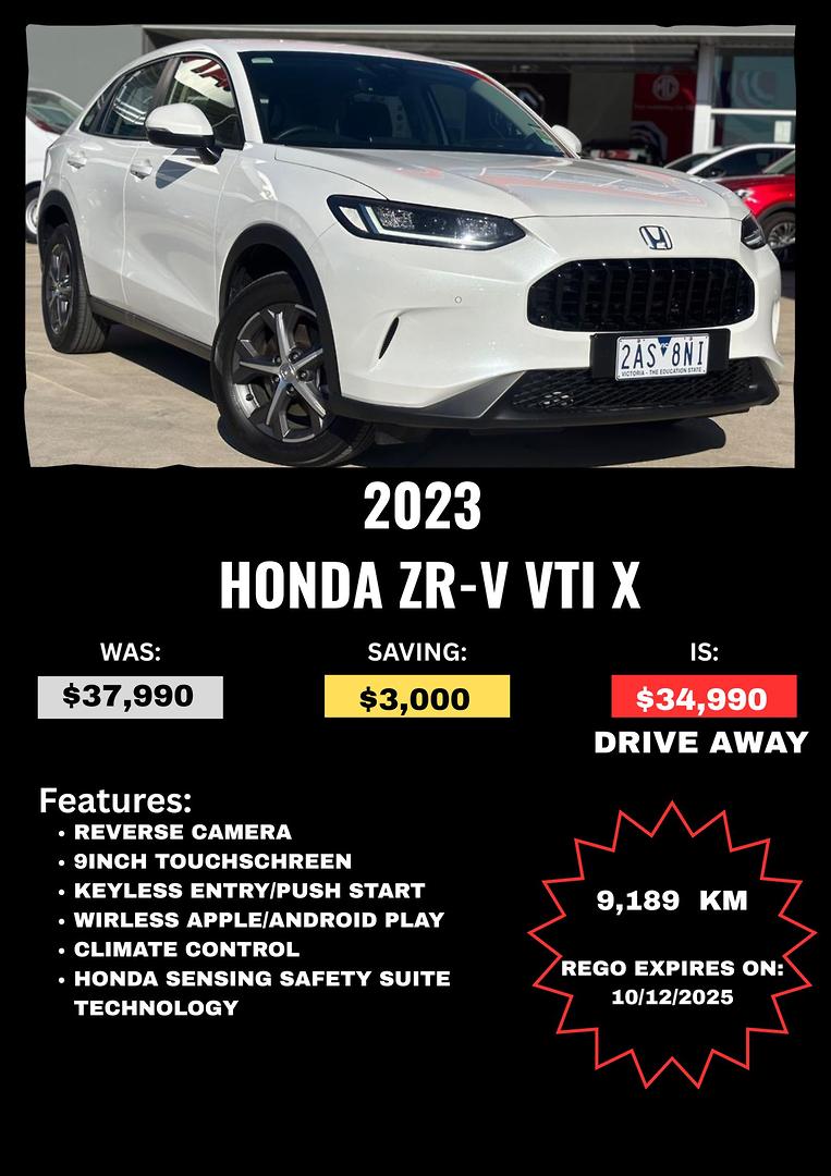 2023 honda zr-v vti x auto my23 wagon