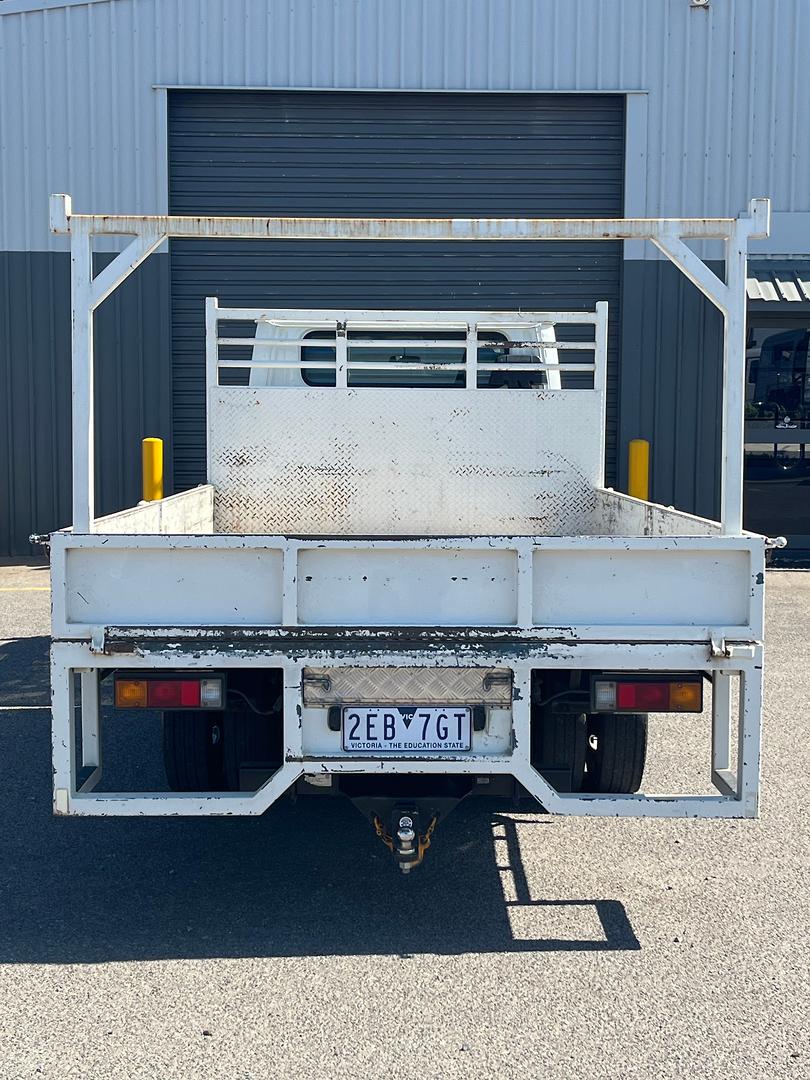2018 FUSO CANTER 515 DC TRAYTOP WITH DROPSIDES AND REAR HURDLE